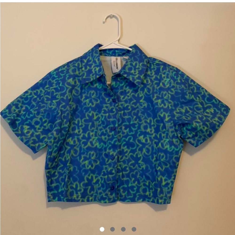 Asos floral polo top